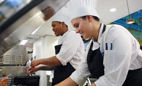 Culinary management students train at the college café.