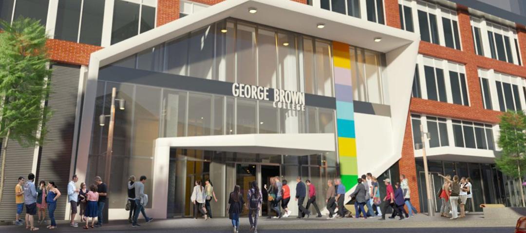 Architectural rendering of the new Daniels building for George Brown College's Waterfront Campus.