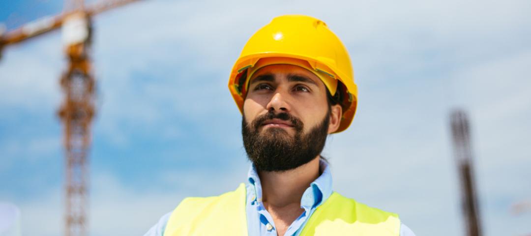 Building official at a municipal construction site.